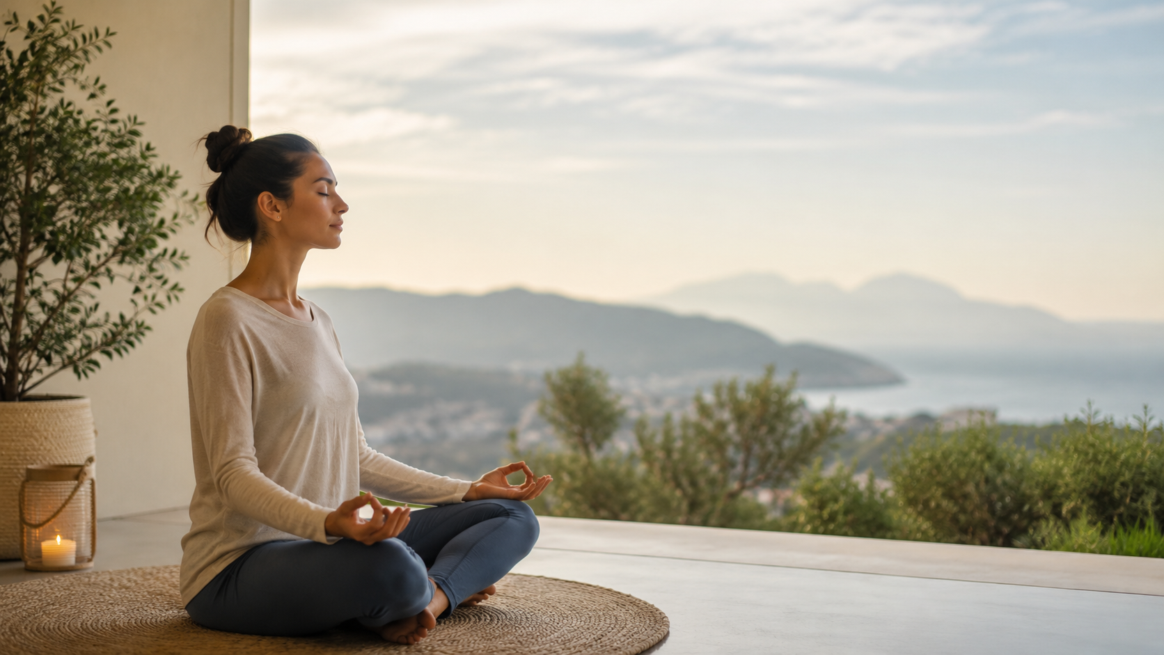 Persona meditando para calmar la mente y reducir los pensamientos